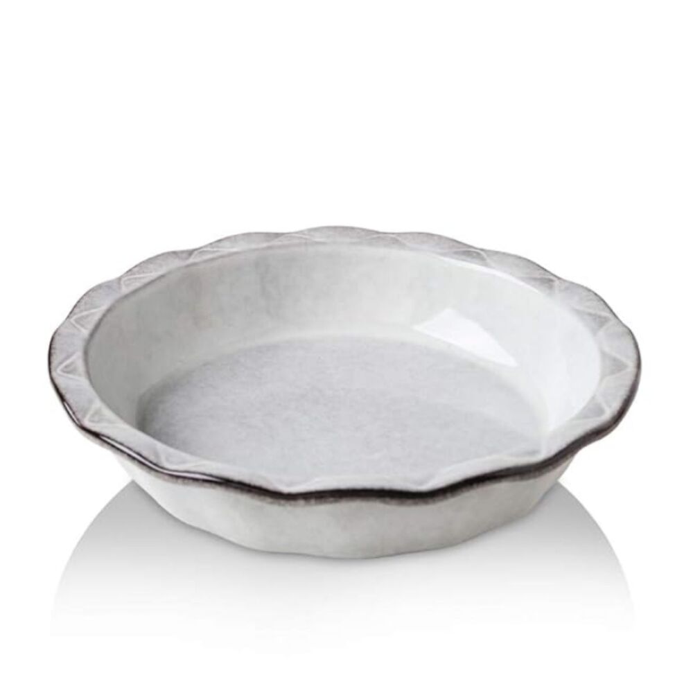 KOOV 10" Ceramic Pie Dish Round Baking Pan Reactive Glaze Variable Grey Kitchen